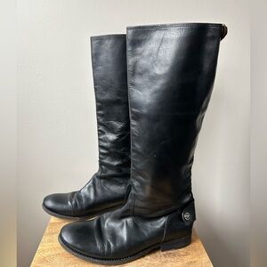Frye Melissa Black Leather Riding Boots
